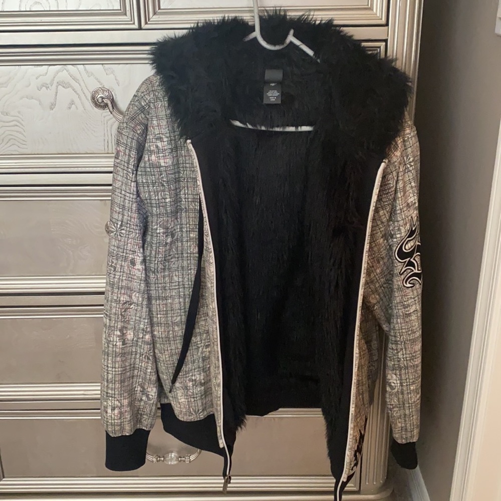 NoFear SoCal Fur Lined Zip Up Hoodie Jacket - S